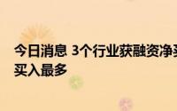 今日消息 3个行业获融资净买入超亿元，电气设备行业获净买入最多