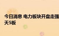 今日消息 电力板块开盘走强，惠天热电3天2板，乐山电力6天5板