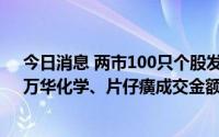 今日消息 两市100只个股发生183宗大宗交易，博雅生物、万华化学、片仔癀成交金额居前三