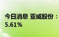 今日消息 亚威股份：上半年归母净利同比降25.61%