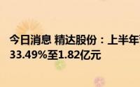 今日消息 精达股份：上半年营收上涨3.83%但归母净利下滑33.49%至1.82亿元