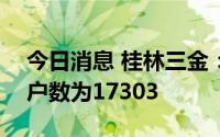 今日消息 桂林三金：截至8月10日，股东总户数为17303