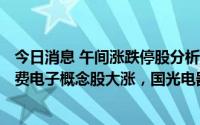 今日消息 午间涨跌停股分析：60只涨停股，6只跌停股，消费电子概念股大涨，国光电器9天7板