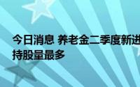 今日消息 养老金二季度新进23股，增持10股，分众传媒获持股量最多