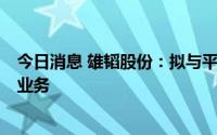 今日消息 雄韬股份：拟与平安租赁开展不超2亿元融资租赁业务