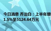今日消息 乔治白：上半年增收不增利，归母净利润同比下滑1.5%至5124.64万元