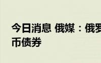 今日消息 俄媒：俄罗斯财政部考虑发行人民币债券