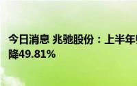 今日消息 兆驰股份：上半年归母净利润约5.27亿元，同比下降49.81%