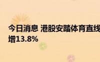 今日消息 港股安踏体育直线拉升涨超4%，上半年收入同比增13.8%