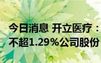 今日消息 开立医疗：3位副总经理拟合计减持不超1.29%公司股份