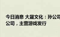 今日消息 大晟文化：孙公司拟出资51万元与关联方设合资公司，主营游戏发行
