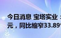 今日消息 宝塔实业：上半年净亏2653.85万元，同比缩窄33.89%