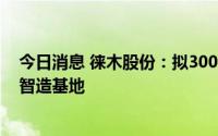 今日消息 徕木股份：拟3000万元设立控股子公司建设绿色智造基地