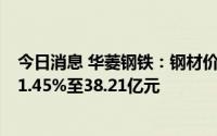 今日消息 华菱钢铁：钢材价格下跌，上半年归母净利润降31.45%至38.21亿元