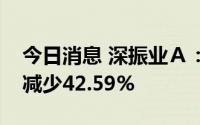 今日消息 深振业Ａ：上半年归母净利润同比减少42.59%
