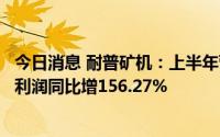 今日消息 耐普矿机：上半年营业收入同比跌5.01%，归母净利润同比增156.27%