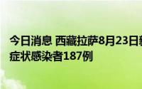 今日消息 西藏拉萨8月23日新增本土确诊病例10例、本土无症状感染者187例