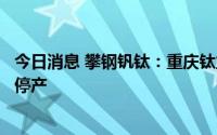 今日消息 攀钢钒钛：重庆钛业按有序用电执行方案要求继续停产