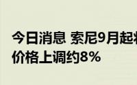 今日消息 索尼9月起将单反、微单镜头等产品价格上调约8%