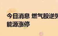今日消息 燃气股逆势拉升，德龙汇能、国新能源涨停