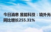 今日消息 昱能科技：境外光伏市场增长，上半年归母净利润同比增长255.31%