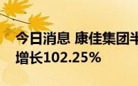 今日消息 康佳集团半年报公开，净利润同比增长102.25%