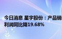 今日消息 星宇股份：产品销售整体不达预期，上半年归母净利润同比降19.68%