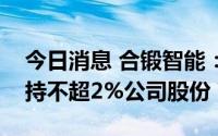 今日消息 合锻智能：股东中信投资控股拟减持不超2%公司股份