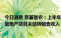 今日消息 京基智农：上半年净亏1.84亿元，同比由盈转亏，房地产项目未结转销售收入
