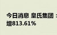 今日消息 皇氏集团：上半年归母净利润同比增813.61%