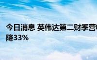 今日消息 英伟达第二财季营收67.0亿美元，游戏收入同比下降33%