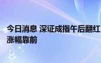 今日消息 深证成指午后翻红，海运、煤炭、油气、家电板块涨幅靠前