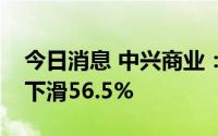 今日消息 中兴商业：上半年归母净利润同比下滑56.5%