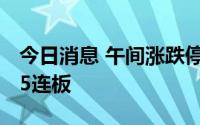 今日消息 午间涨跌停分析：德龙汇能 天然气5连板