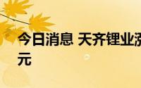 今日消息 天齐锂业涨超4%，成交额超56亿元