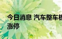 今日消息 汽车整车板块震荡走高，北汽蓝谷涨停