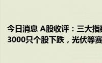 今日消息 A股收评：三大指数集体收跌，创业板指跌超1%，3000只个股下跌，光伏等赛道股回落