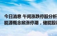 今日消息 午间涨跌停股分析：48只涨停股，8只跌停股，氢能源概念掀涨停潮，储能股德龙汇能6连板