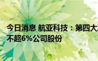 今日消息 航亚科技：第四大股东及其一致行动人拟合计减持不超6%公司股份