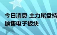 今日消息 主力尾盘持续净流入食品饮料板块，抛售电子板块