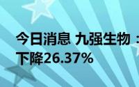 今日消息 九强生物：上半年归母净利润同比下降26.37%
