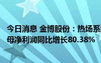 今日消息 金博股份：热场系统系列产品收入增长，上半年归母净利润同比增长80.38%