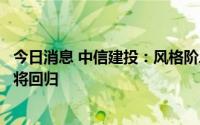 今日消息 中信建投：风格阶段性的回摆后，高景气成长赛道将回归