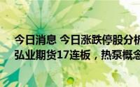 今日消息 今日涨跌停股分析：68只涨停股，10只跌停股，弘业期货17连板，热泵概念股大元泵业15天7板