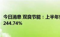 今日消息 双良节能：上半年归母净利润3.53亿元，同比上涨244.74%
