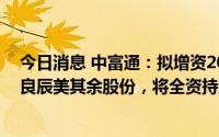 今日消息 中富通：拟增资2000万元认购KOL采买合作机构良辰美其余股份，将全资持股