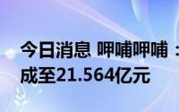 今日消息 呷哺呷哺：上半年收入同比降近三成至21.564亿元