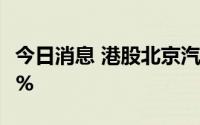 今日消息 港股北京汽车持续走低，一度跌超6%