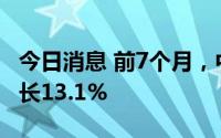 今日消息 前7个月，中国与东盟贸易额同比增长13.1%