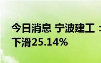 今日消息 宁波建工：上半年归母净利润同比下滑25.14%